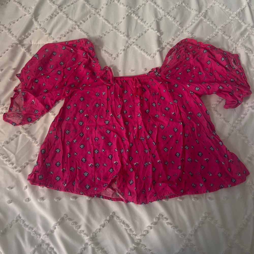 Like New Arizona Pink Kids Floral Blouse Size Medium